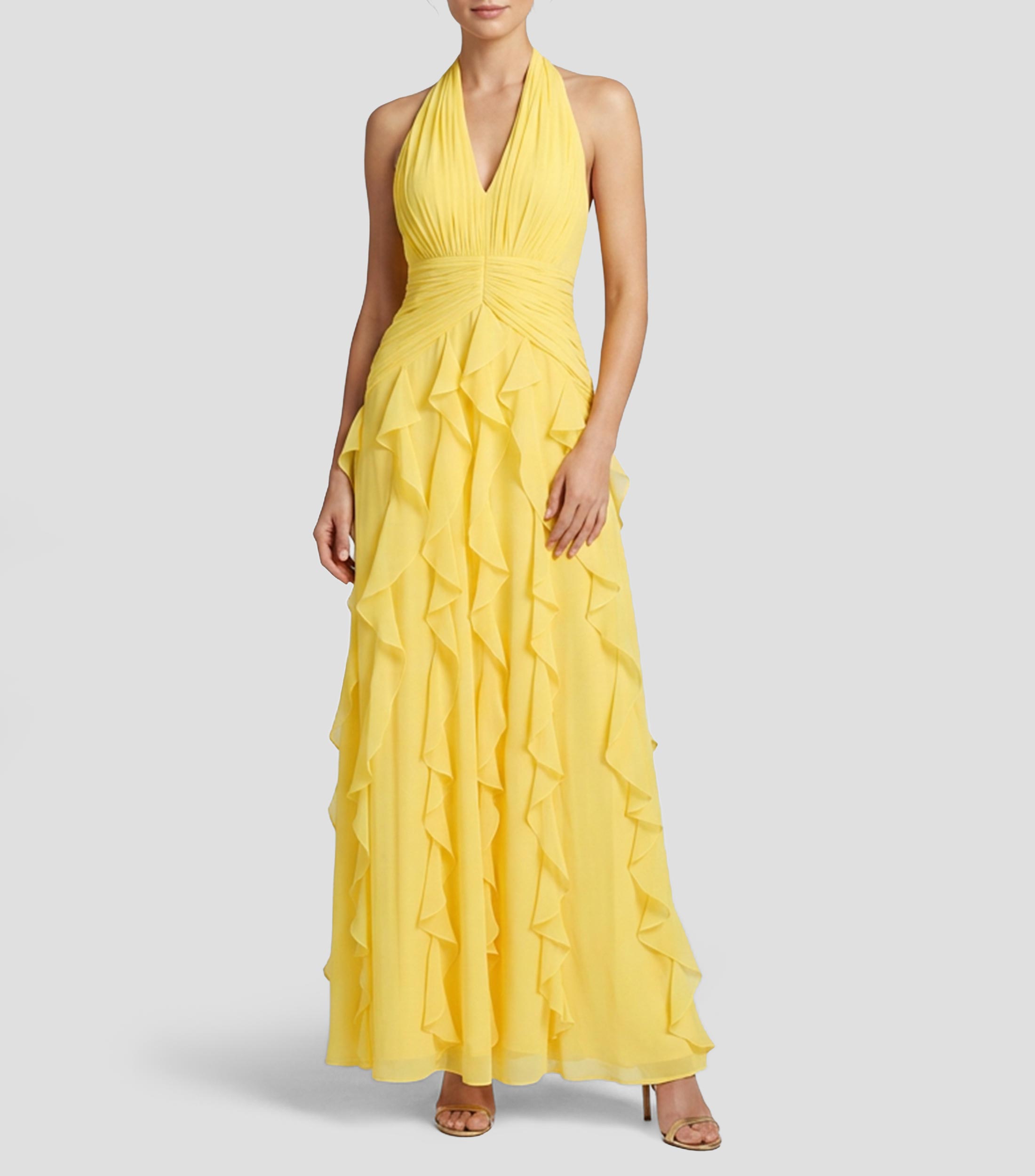 Vestido de Fiesta largo liso plisado Mujer